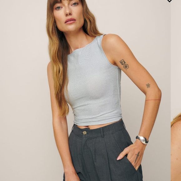 Reformation Dusk Knit Top | Moonlight Sparkle - Picture 5 of 14